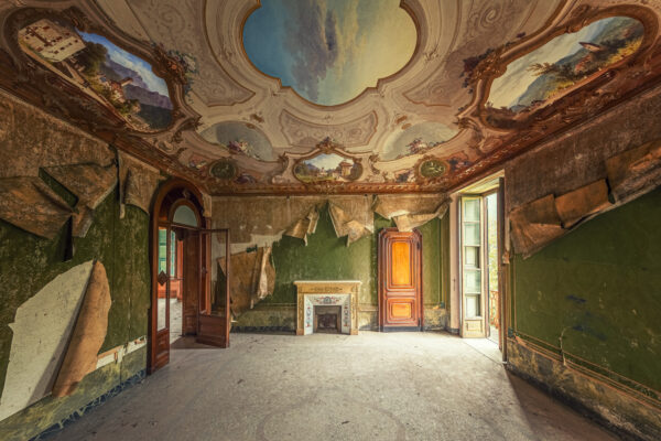 room in an abandoned villa in the mountains -