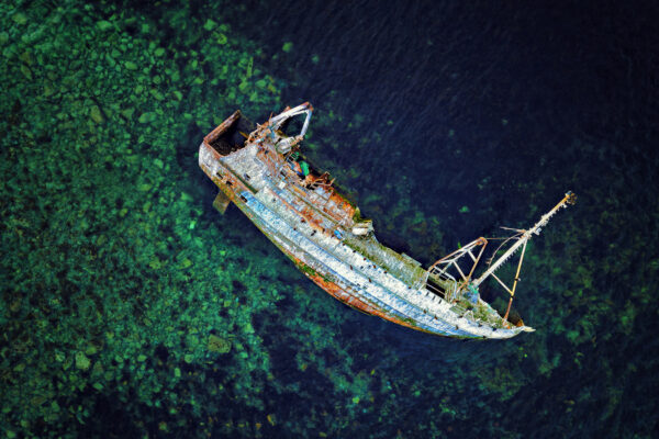shipwreck in the atlantic ocean -