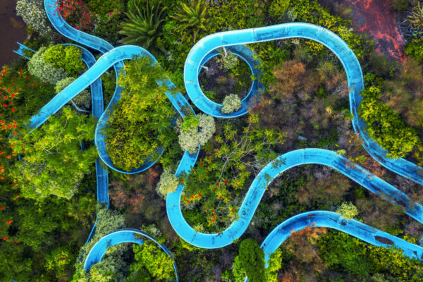 ..waterslides in an abandoned aqua park -