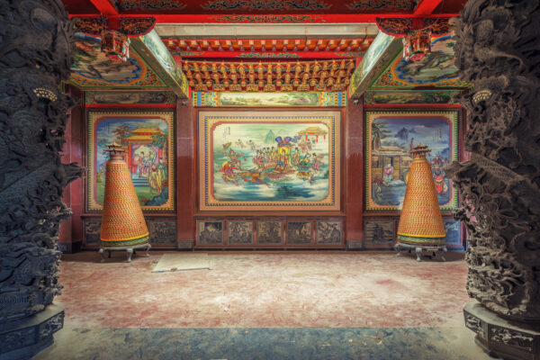 a room in an abandoned Taoist temple -