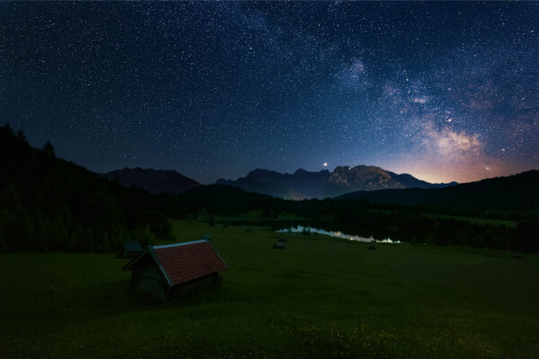 a starry night at Geroldsee, Bavaria, Germany -