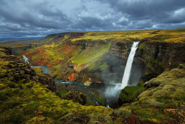 the Haifoss waterfall in Iceland -