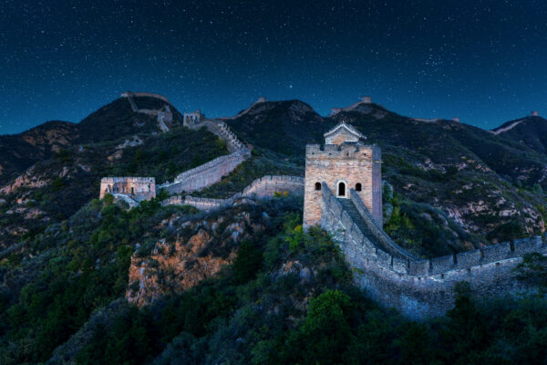 the great wall of China at night -
