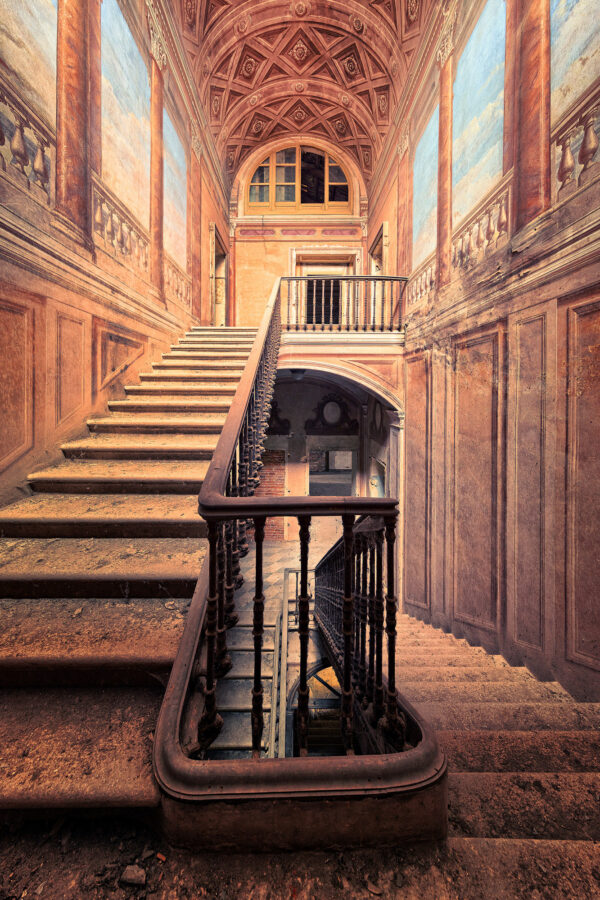 staircase in an abandoned villa -