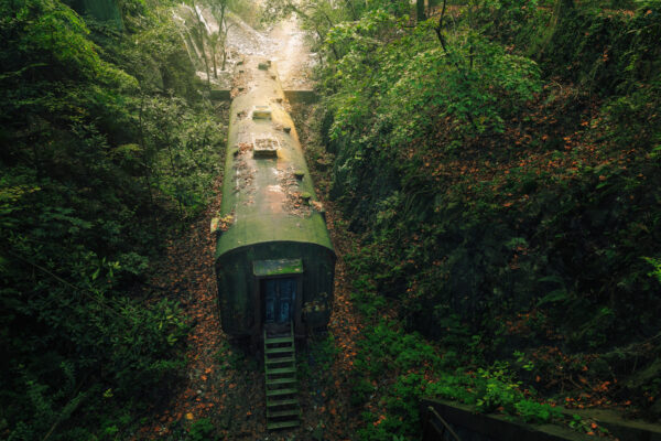 abandoned train wagon in Hangzhou, China -