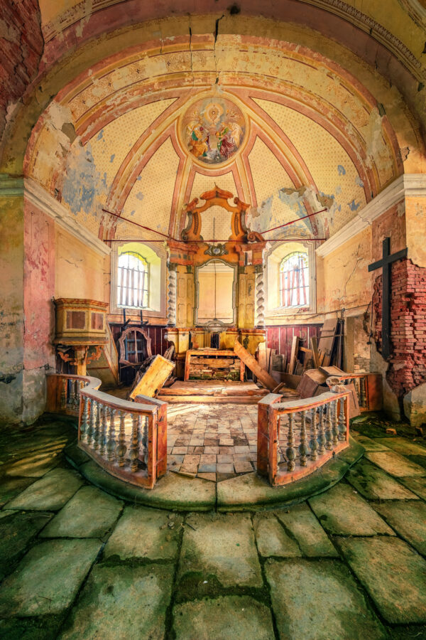 an abandoned church in eastern europe -