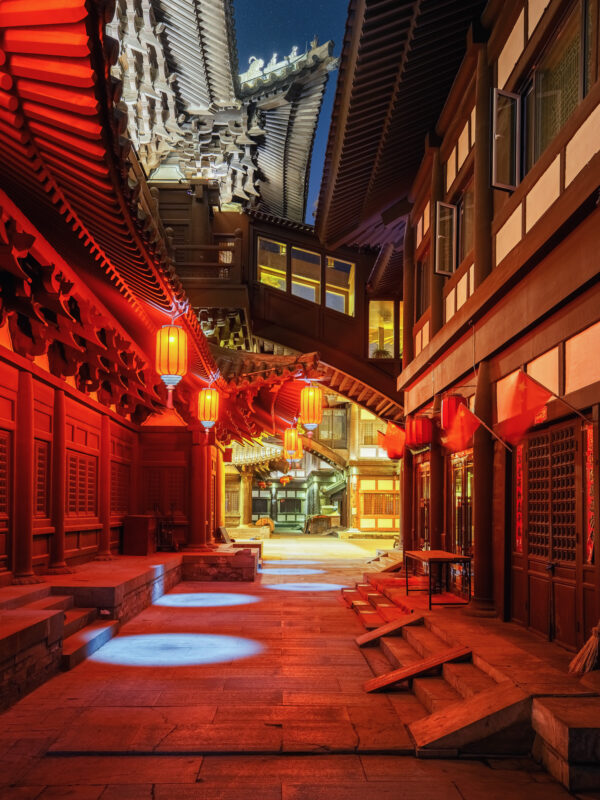 night shot of a street in Datong (Shanxi, China) -