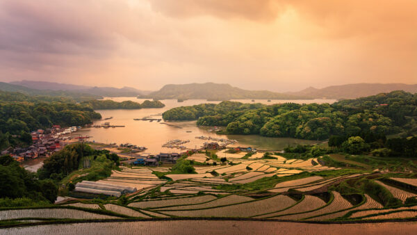 sunset at ouda tanada rice terraces -