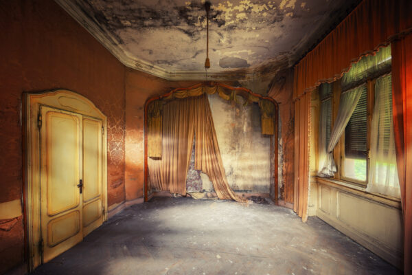 bedroom in an abandoned villa -