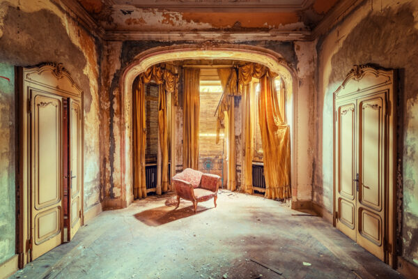 lobby in an abandoned villa -
