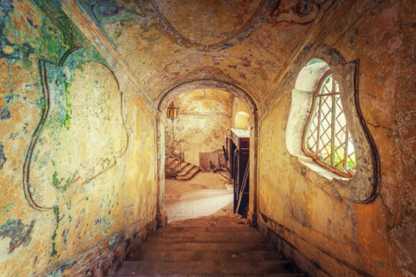 staircase in an abandoned palace -
