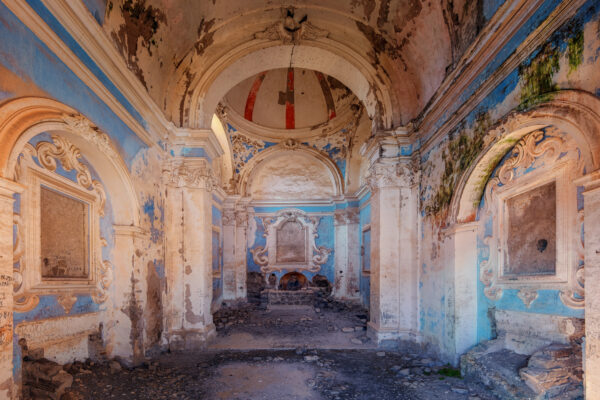 an abandoned and derelict church in southern europe -