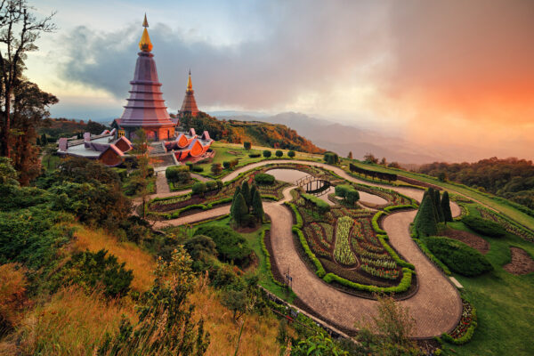sunset at doi inthanon nationalpark in thailand -