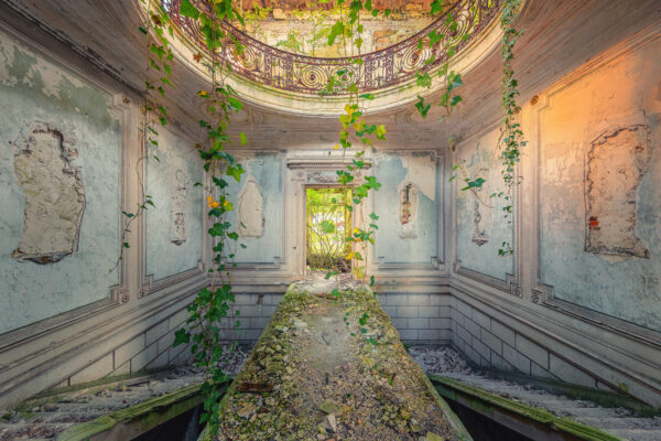 staircase in an abandoned castle -