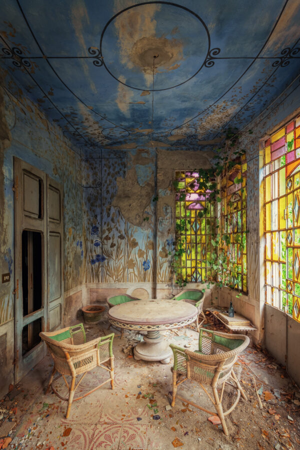 ....faded beauty and invading life come together in an abandoned winter garden, a testimony to the cycle of time. -