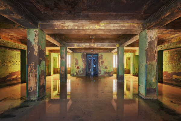 flooded cellar inside an abandoned culture house -