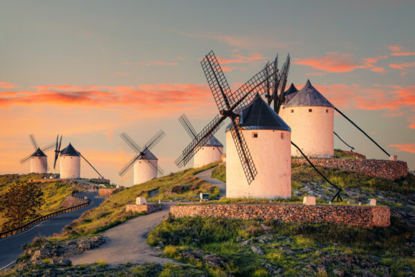 windmills in the spanish province of Castilla-La Mancha -