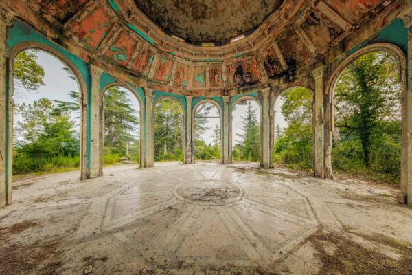 Pavilion of an abandoned restaurant in the former Soviet Union -