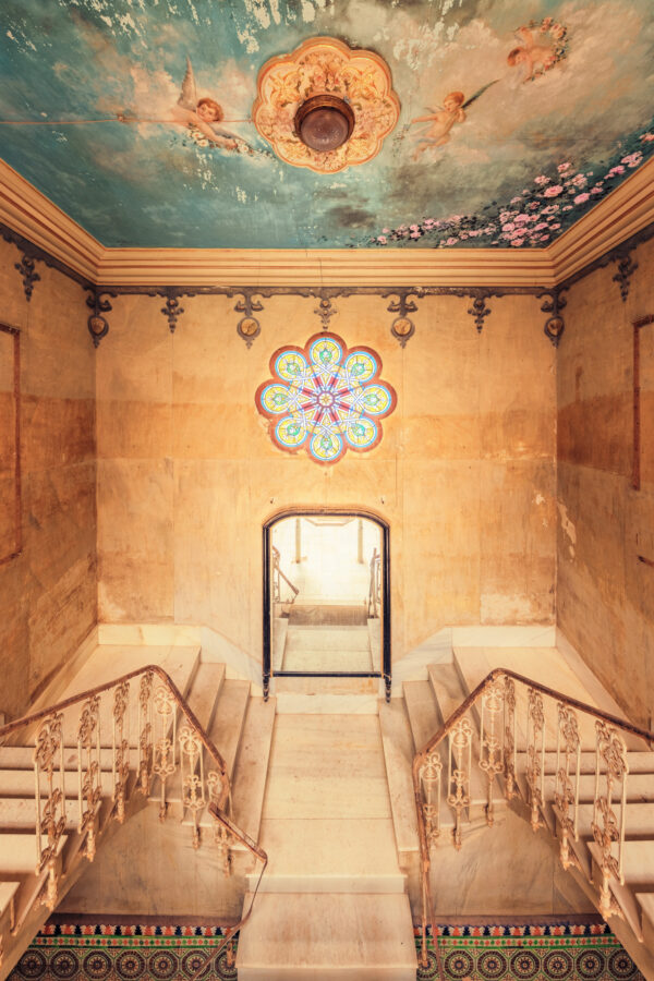 a staircase in a moorish palace -