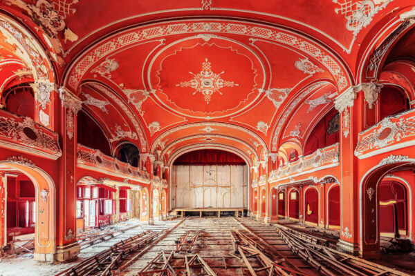 an abandoned ballroom in eastern europe. -