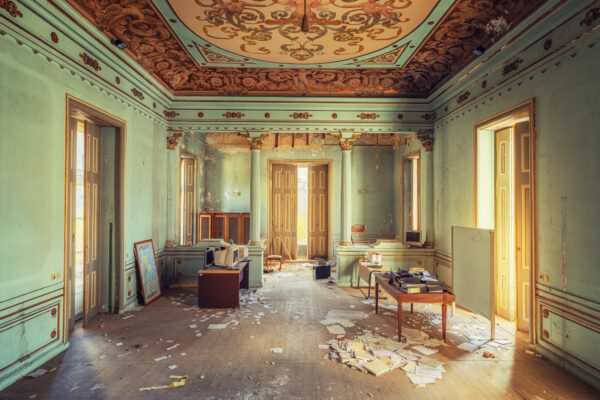 In this abandoned Portuguese palace, the analog archives and digital relics are slowly merging back into dust.