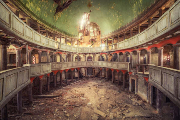 I created this image in Poland 15 years ago, fascinated by the tension between sacred architecture and visible decay.