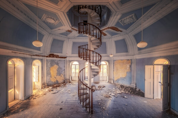 ..the tower room of a grand, abandoned palace in Portugal.